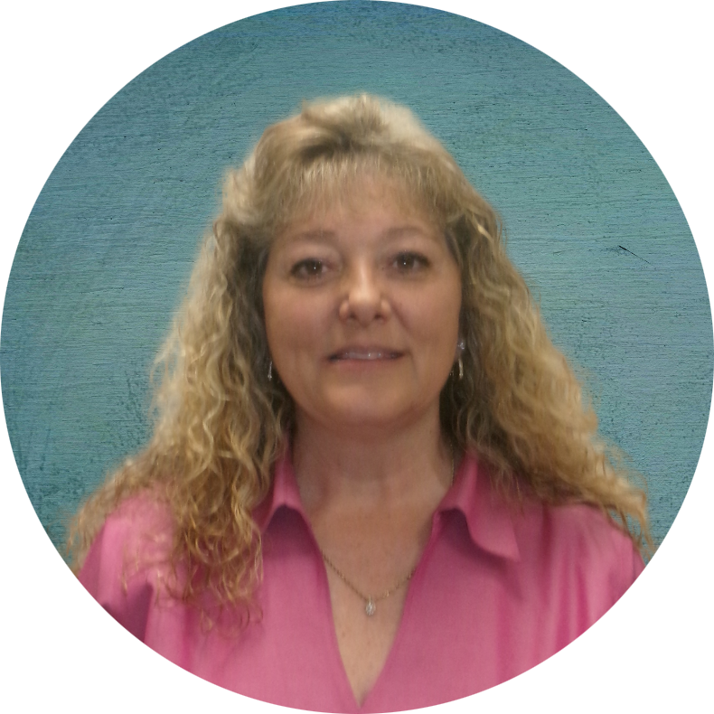 Woman with blonde hair and pink color shirt